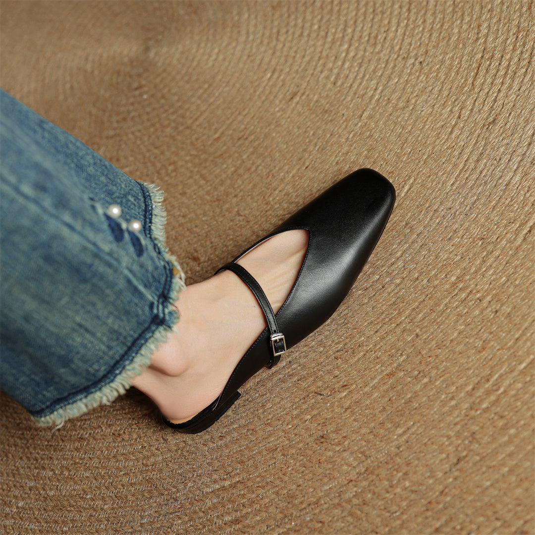 Carol | Mary Jane Mules with Square Toe