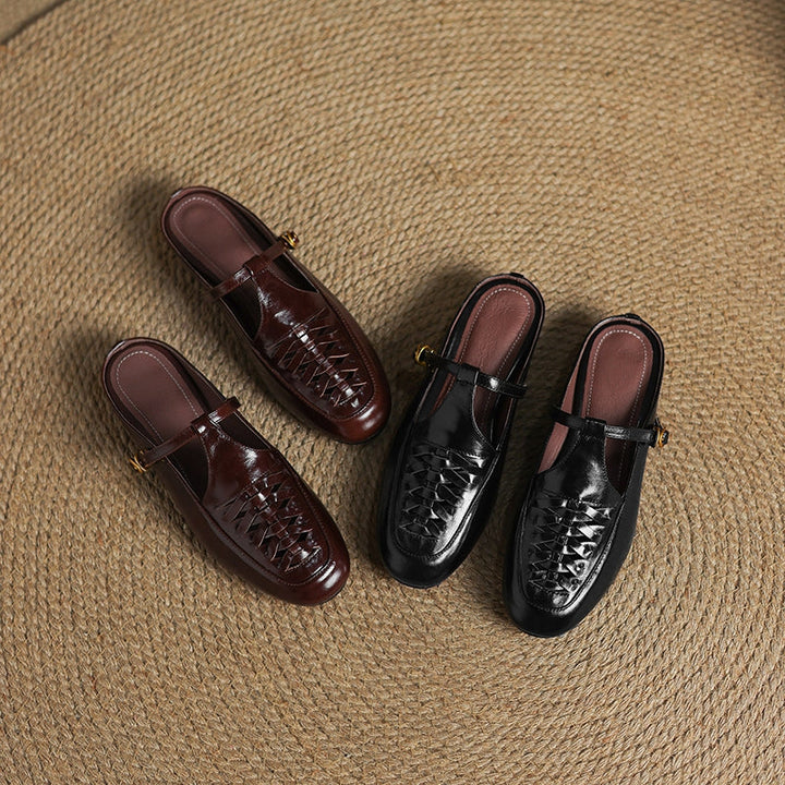 Riza | Woven Mules with Strap