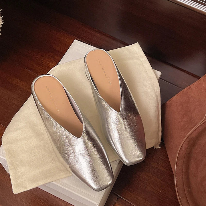 Beatrice | Metallic Mules with Square Toe
