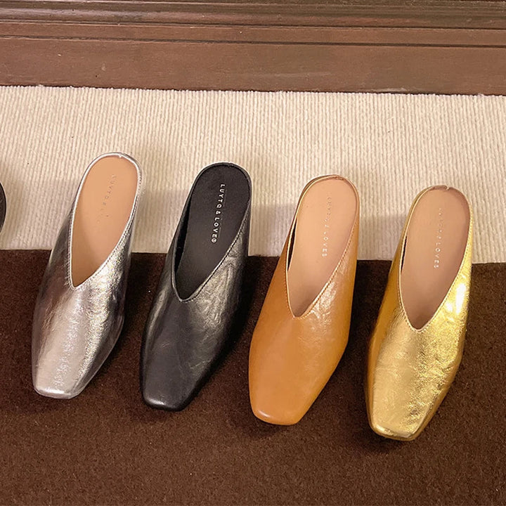 Beatrice | Metallic Mules with Square Toe