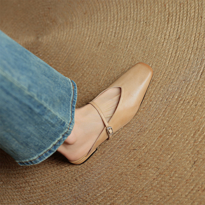 Carol | Mary Jane Mules with Square Toe