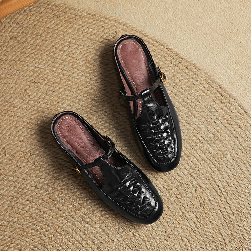 Riza | Woven Mules with Strap