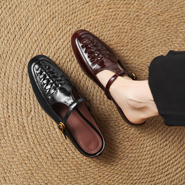 Riza | Woven Mules with Strap