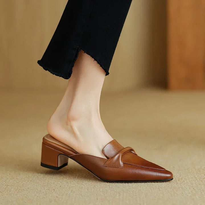 Marcella | Pointed Mules with Bow
