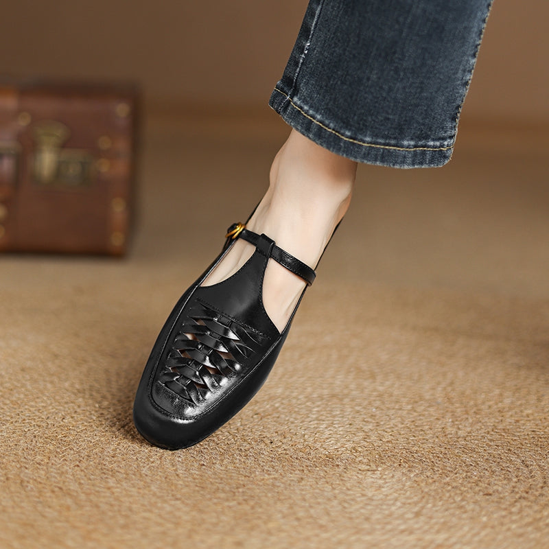 Riza | Woven Mules with Strap