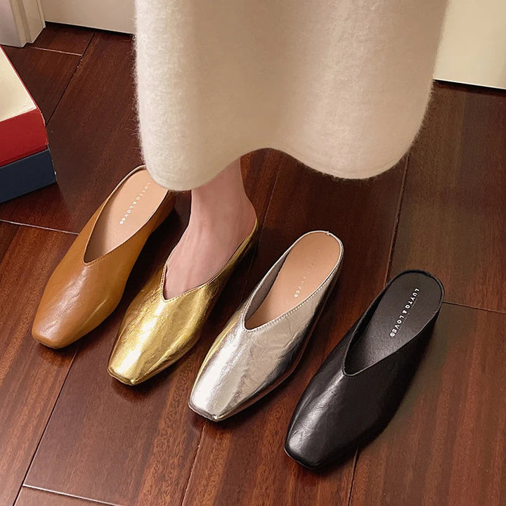Beatrice | Metallic Mules with Square Toe