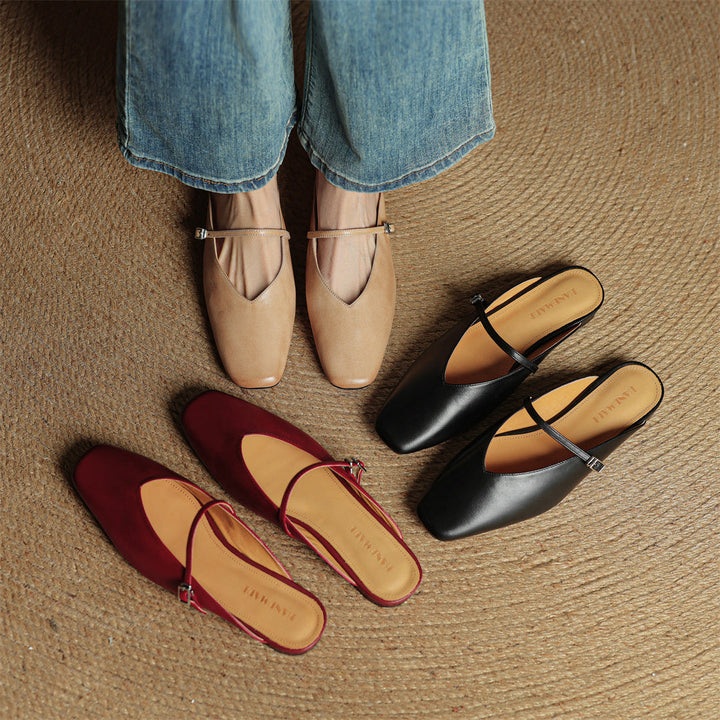 Carol | Mary Jane Mules with Square Toe