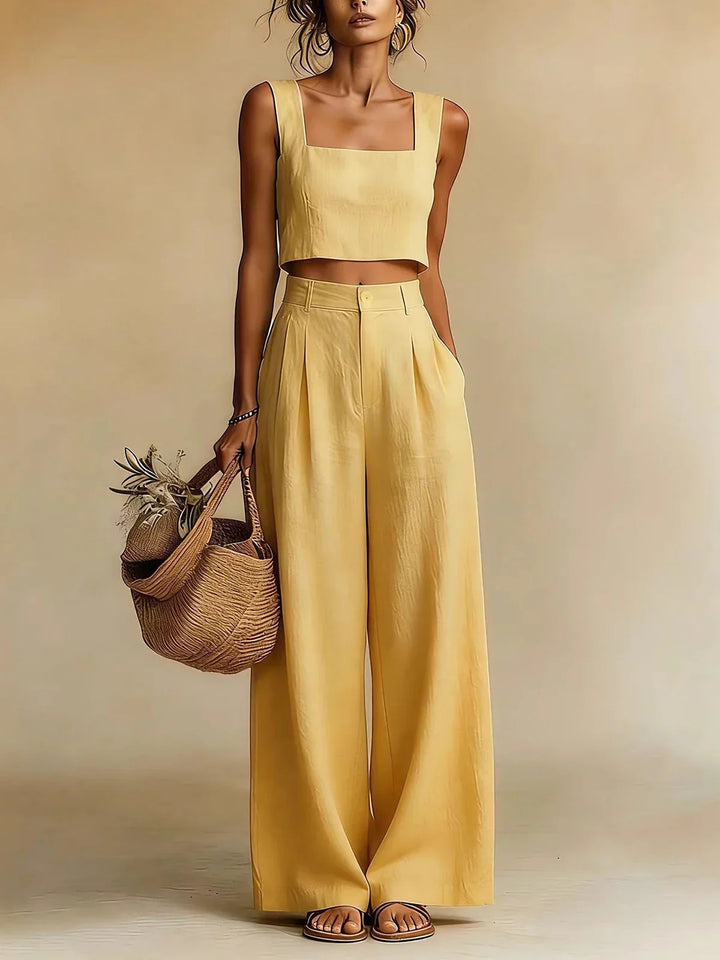 Celeste | Square Neck Crop Top & Palazzo Trousers Set