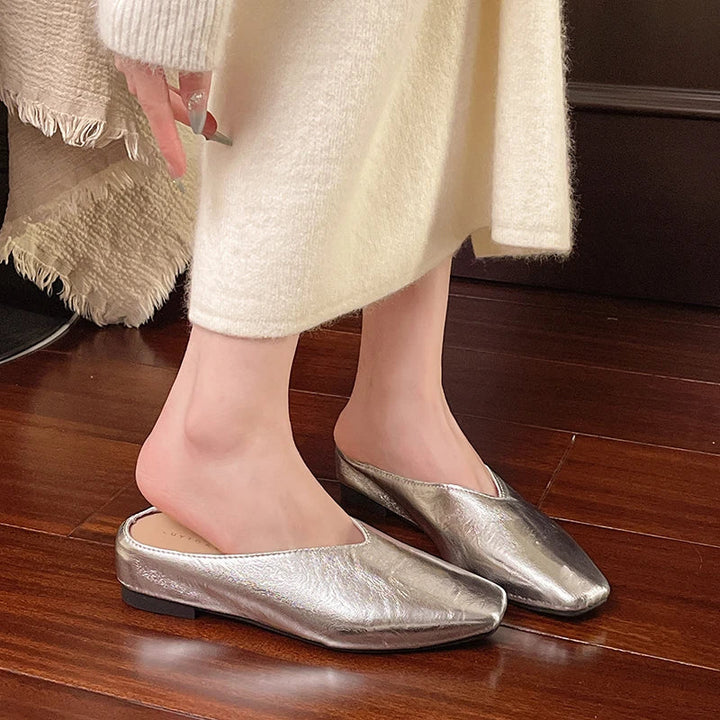 Beatrice | Metallic Mules with Square Toe