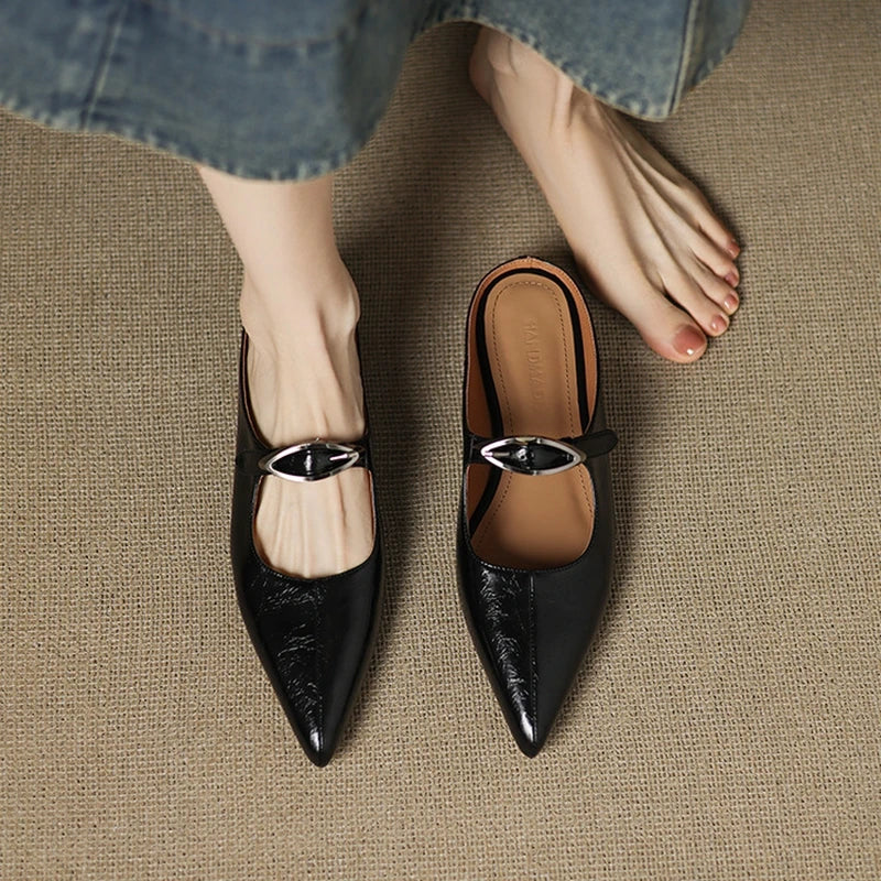 Regine | Pointed Mules with Buckle