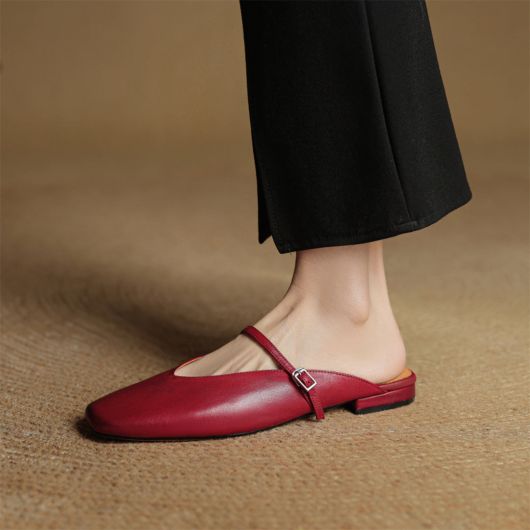 Carol | Mary Jane Mules with Square Toe