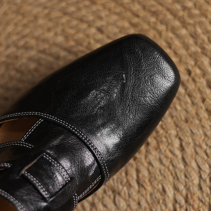 Carolina | Mules with Strap and Square Toe