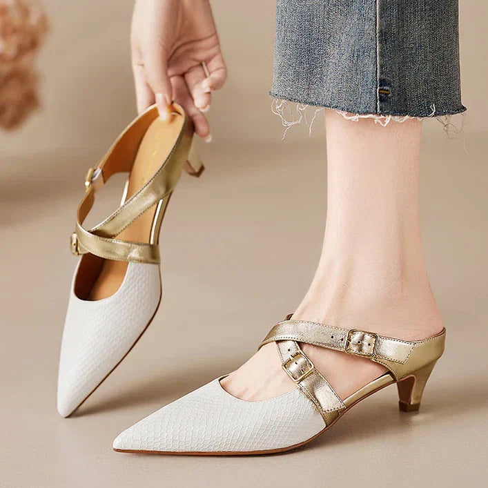 Ludovica | Pointed Mules with Crossed Straps