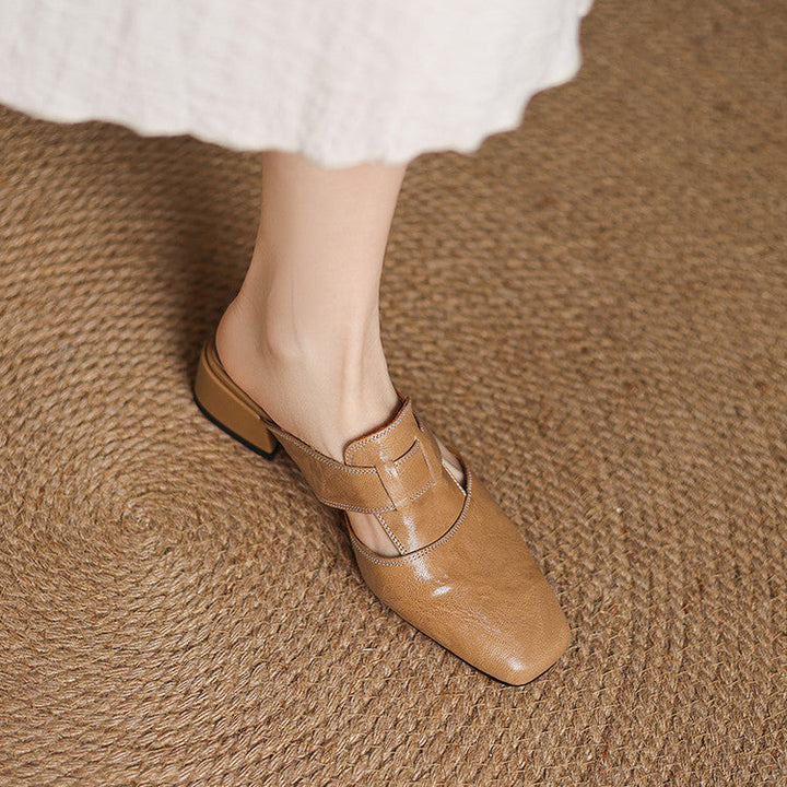 Carolina | Mules with Strap and Square Toe