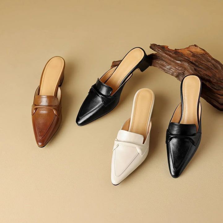 Marcella | Pointed Mules with Bow
