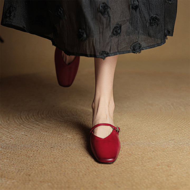 Carol | Mary Jane Mules with Square Toe