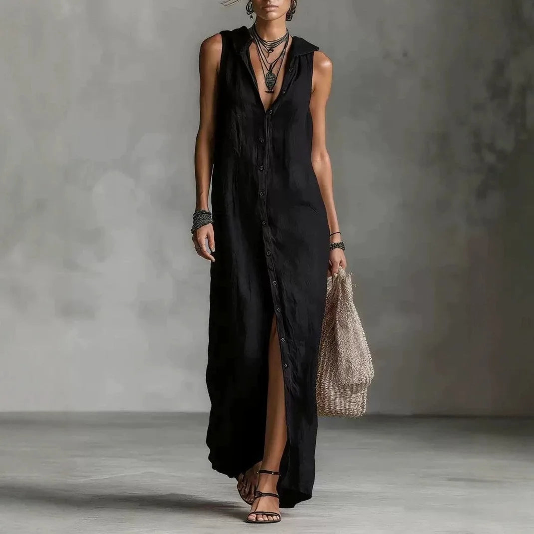 Adeline | Sleeveless Button-Front Maxi Dress