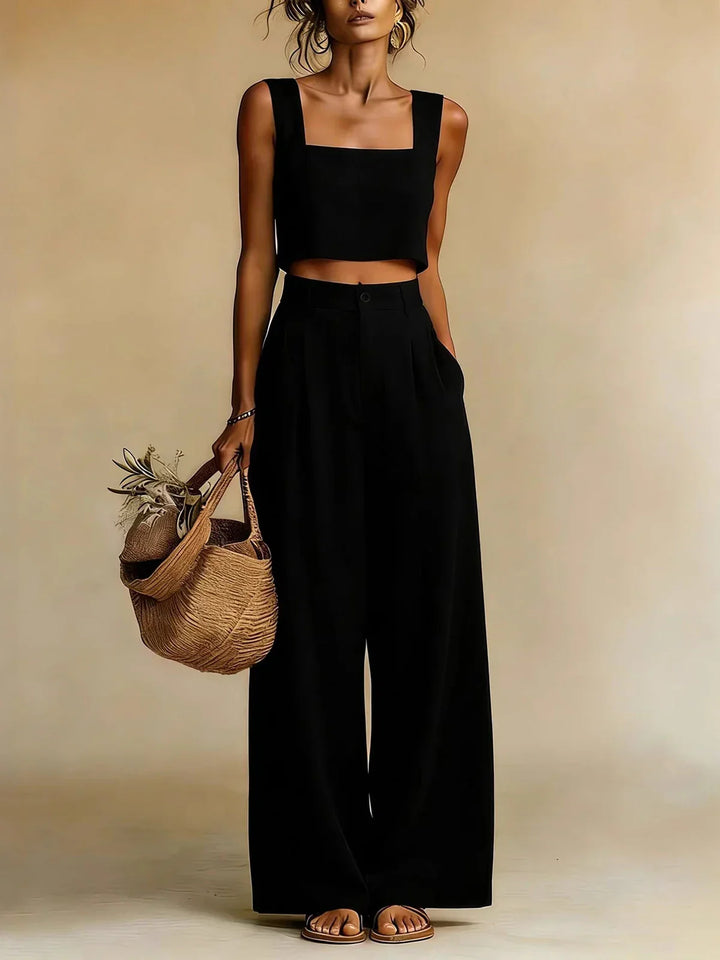 Celeste | Square Neck Crop Top & Palazzo Trousers Set