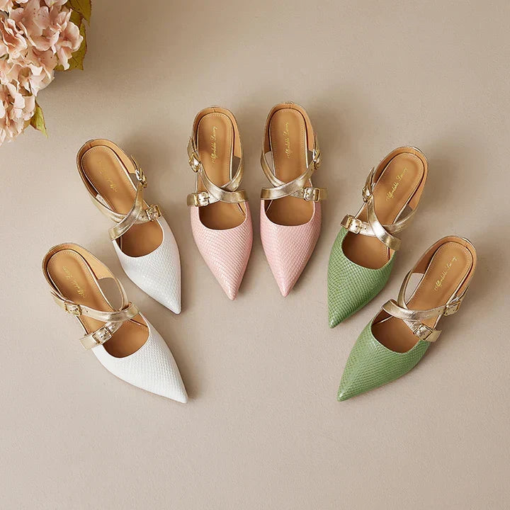 Ludovica | Pointed Mules with Crossed Straps
