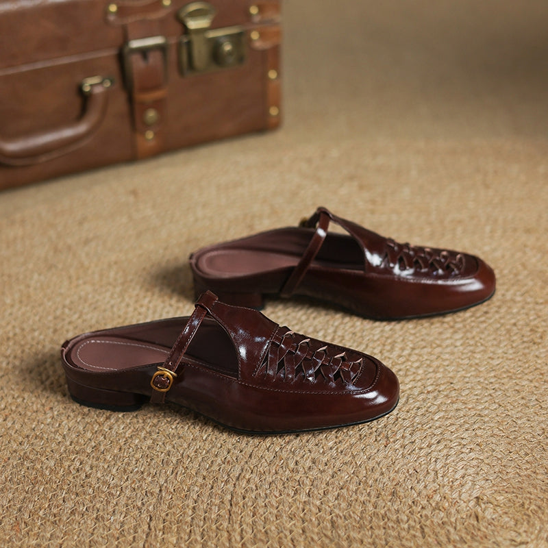 Riza | Woven Mules with Strap