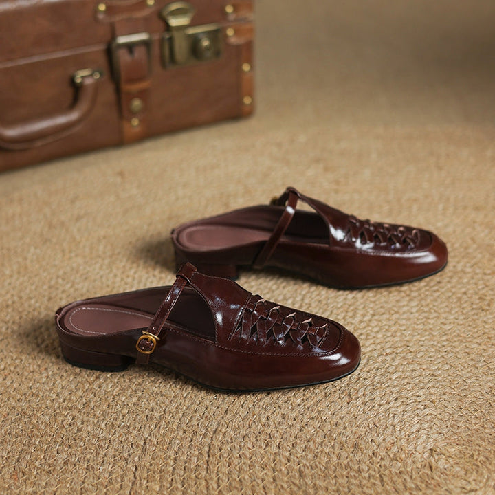 Riza | Woven Mules with Strap