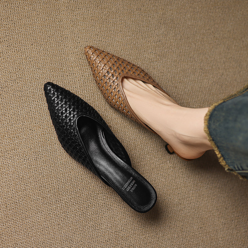 Maria | Pointed Woven Mules