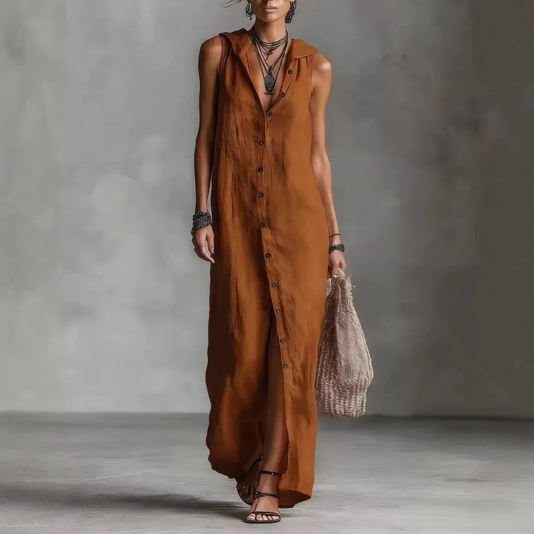 Adeline | Sleeveless Button-Front Maxi Dress