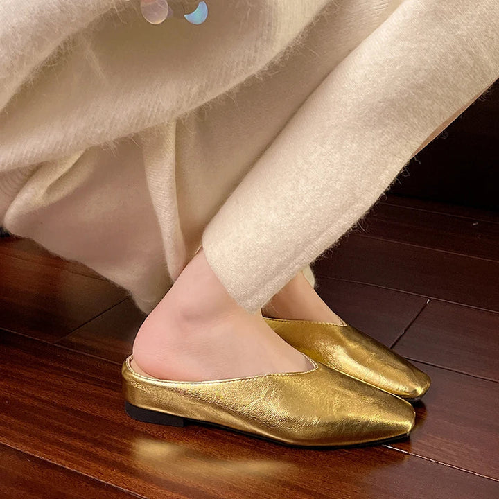 Beatrice | Metallic Mules with Square Toe