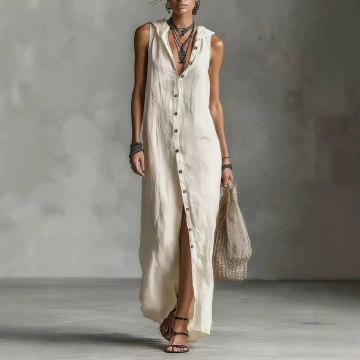 Adeline | Sleeveless Button-Front Maxi Dress