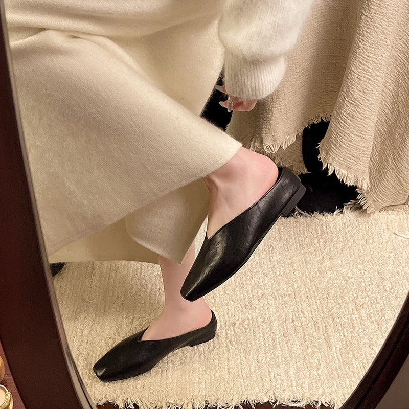 Beatrice | Metallic Mules with Square Toe