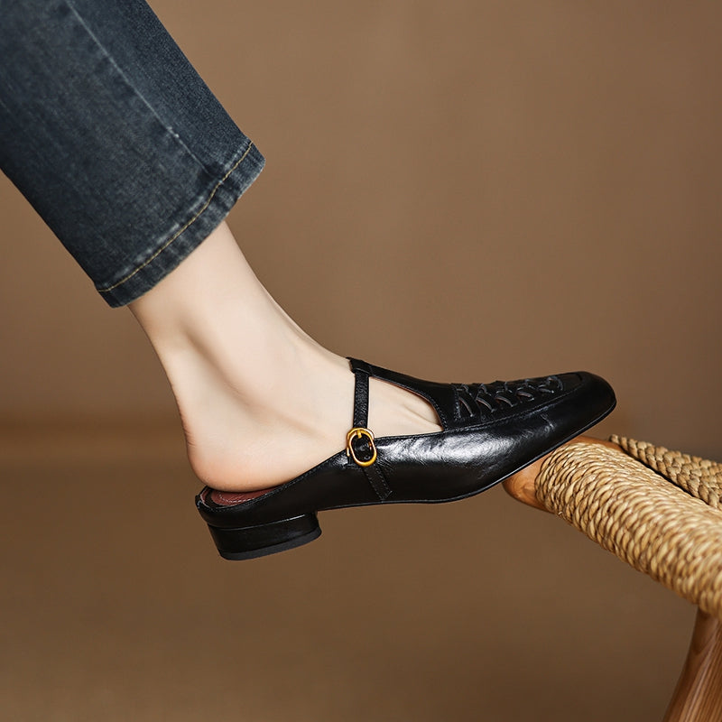 Riza | Woven Mules with Strap