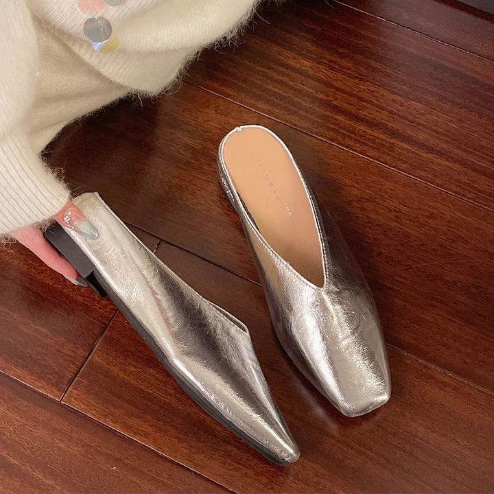 Beatrice | Metallic Mules with Square Toe