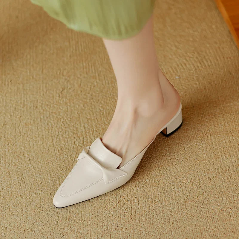 Marcella | Pointed Mules with Bow