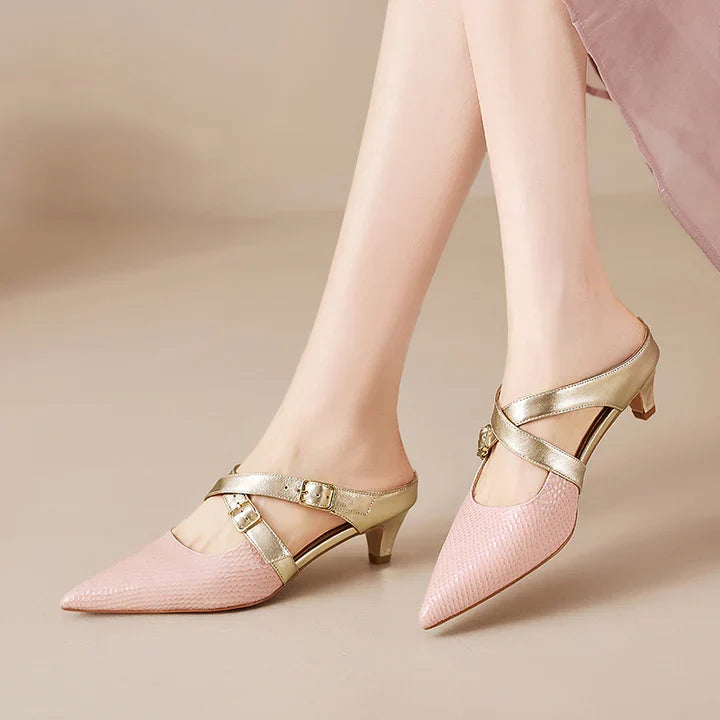 Ludovica | Pointed Mules with Crossed Straps