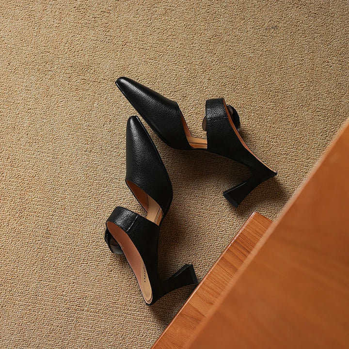 Alexis | Pointed Mules with Rose