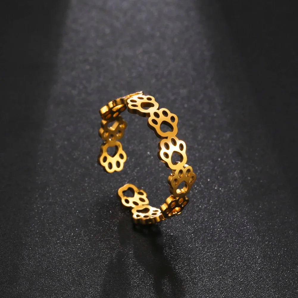 Adjustable Paw Print Ring – Made of Stainless Steel