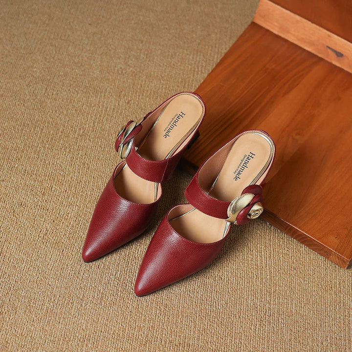 Alexis | Pointed Mules with Rose