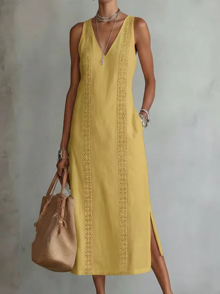 Simone | Halter Neck Maxi Dress with Side Slit