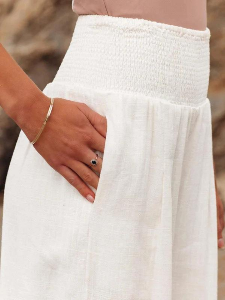 Deborah - Wide-Leg Trousers with Smocked Waist