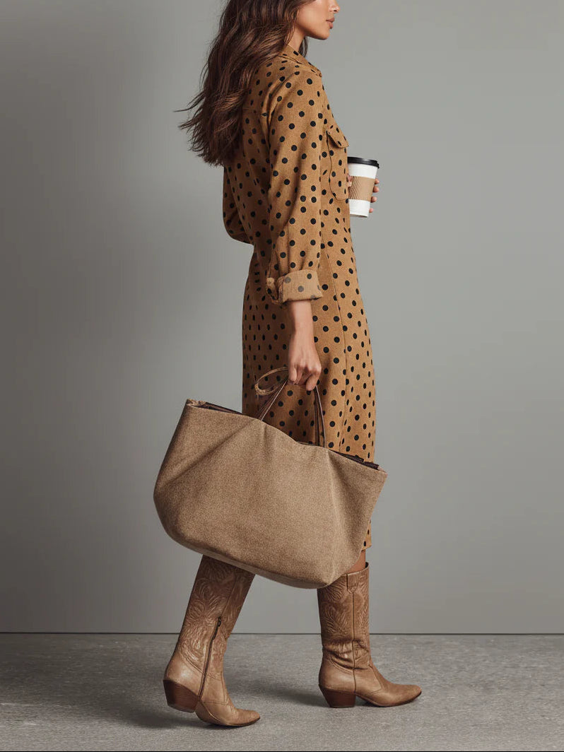 Ebonelle™ | Polka Dot Shirt Midi Dress