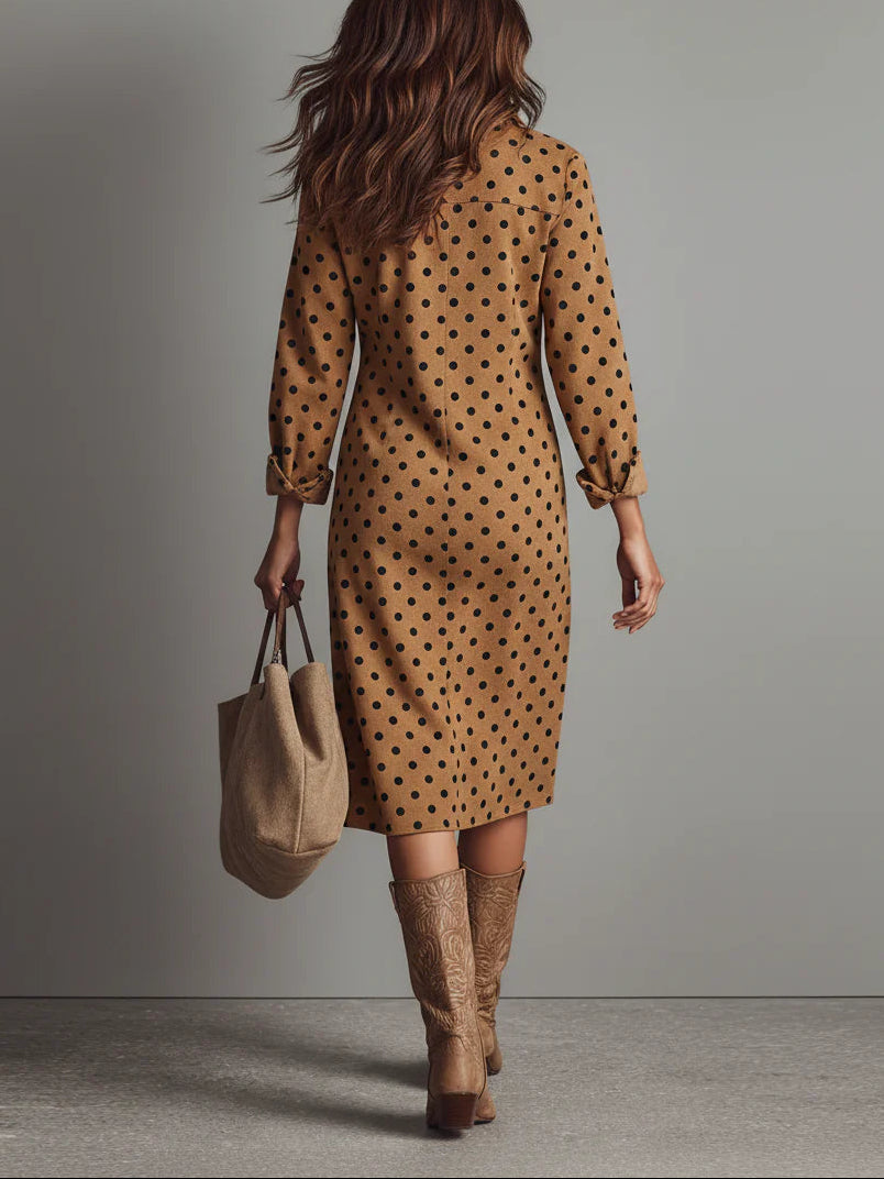 Ebonelle™ | Polka Dot Shirt Midi Dress
