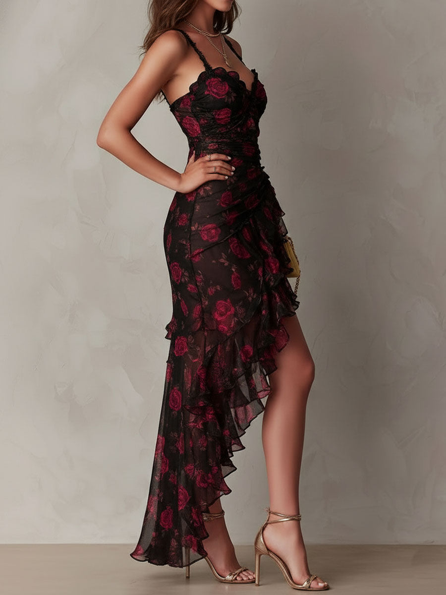 Lowe | Floral Dress with Ruffles and Layered Hem