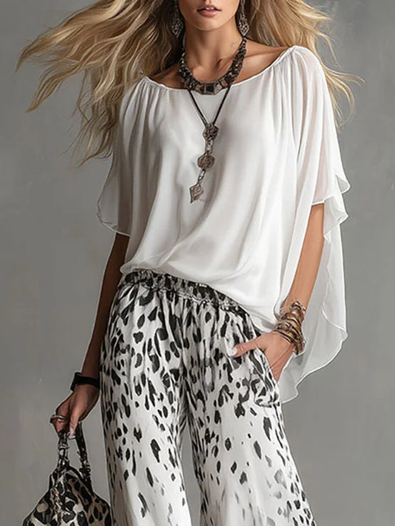 PENELOPE | COMPLETE BOHO CHIC WITH TOP AND ANIMAL PRINT TROUSERS