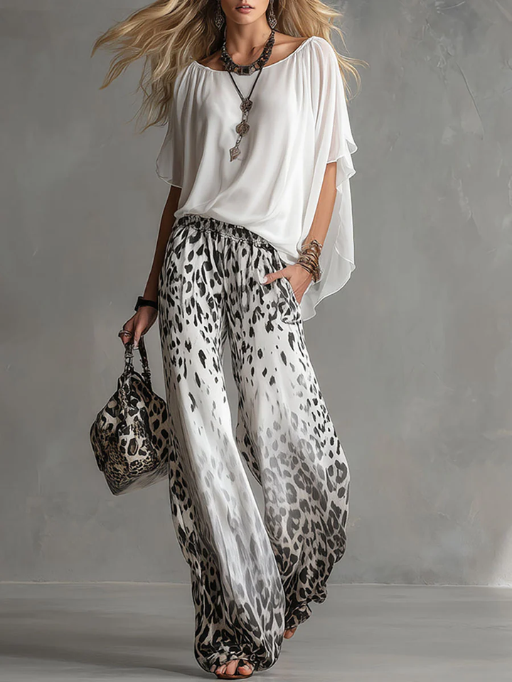 PENELOPE | COMPLETE BOHO CHIC WITH TOP AND ANIMAL PRINT TROUSERS