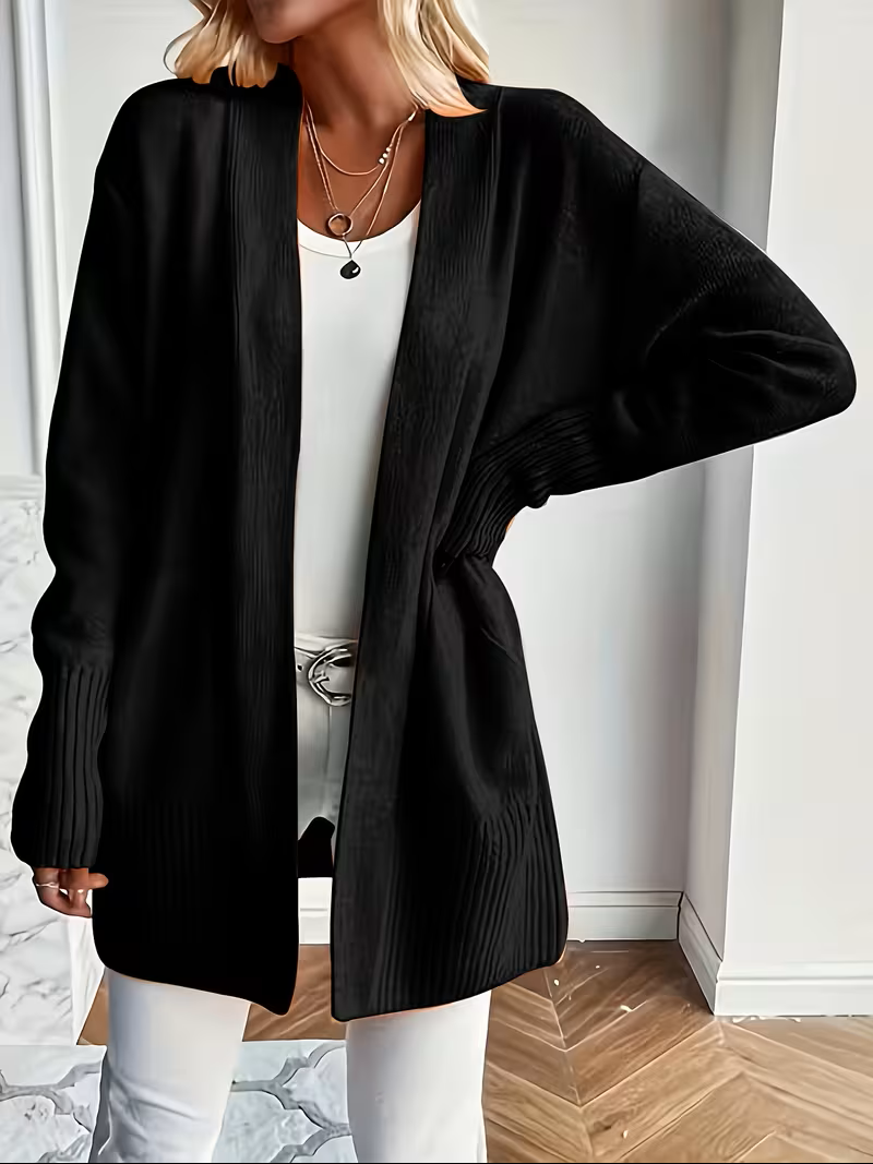 Anouk | Women's Open Front Cardigan Long Sleeve Ribbed Knit Pockets Casual