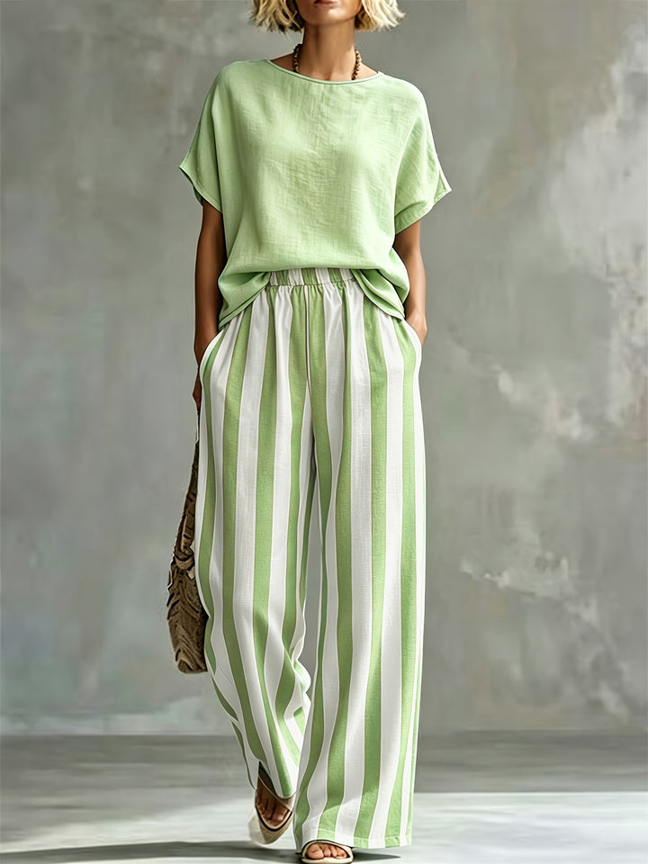 Marnie | Round Neck Linen-Look Set