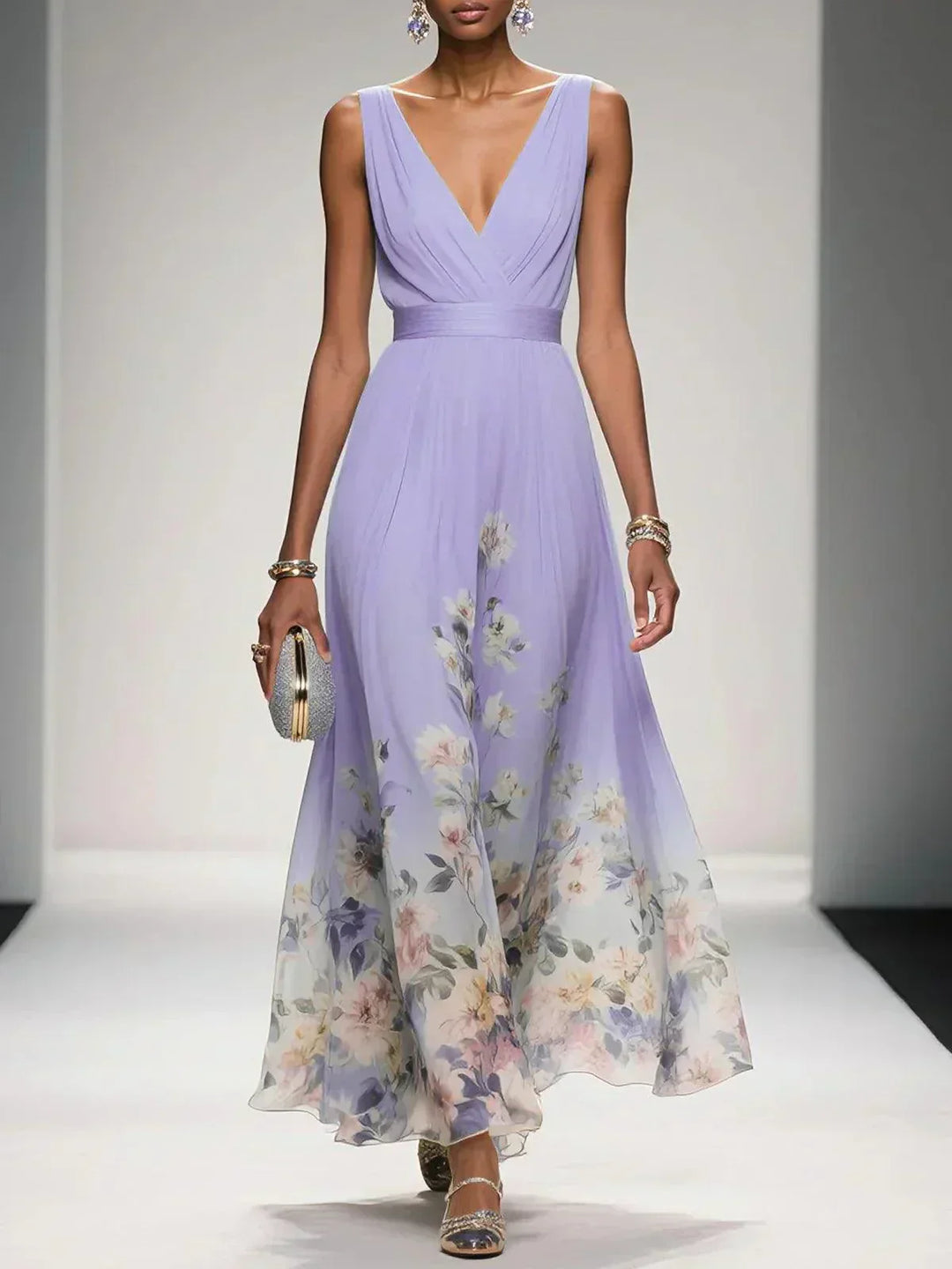 Gleamond | Floral Maxi Dress
