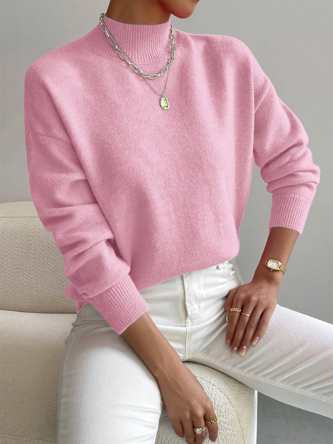 Petra | Mock Neck Drop Shoulder Sweater