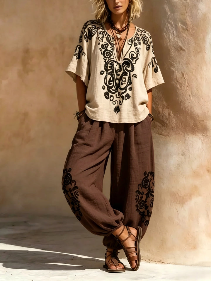 Wren | Ethnic Print Lantern Trouser Set