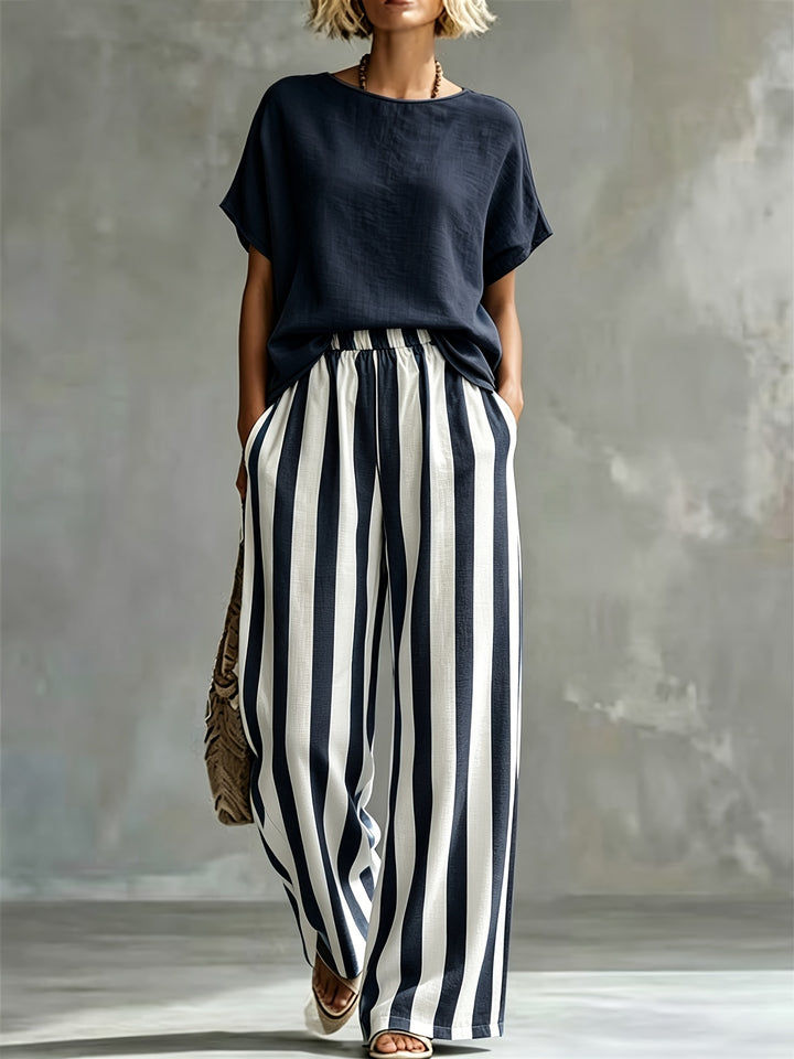 Marnie | Round Neck Linen-Look Set